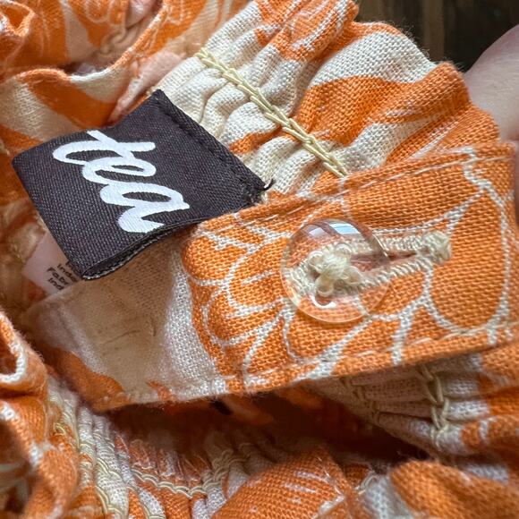 Tea Collection Girl's Smocked Orange Floral Flutter Sleeve Midi Dress - 3 - Picture 3 of 8